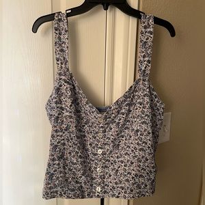 Blue+white floral sleeveless top. Size XXL. Brand: Abercrombie & Fitch.